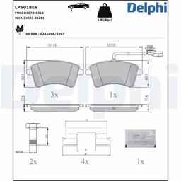 Kit de plaquettes de frein, frein à disque DELPHI LP5018EV