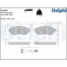 Kit de plaquettes de frein, frein à disque DELPHI LP1992