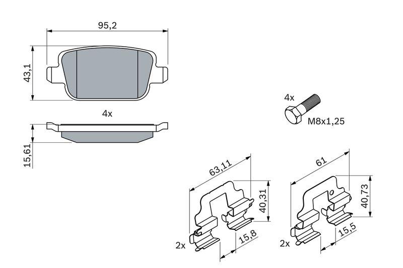 Kit de plaquettes de frein, frein à disque BOSCH 0 986 494 214