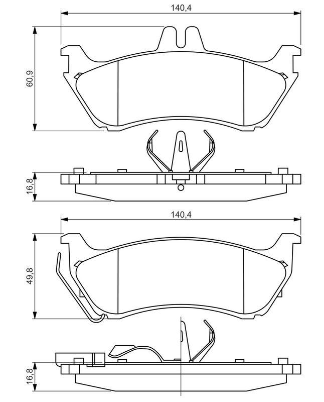 Kit de plaquettes de frein, frein à disque BOSCH 0986424708