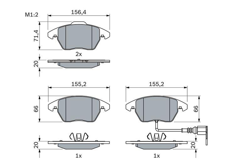 Kit de plaquettes de frein, frein à disque BOSCH 0 986 424 797