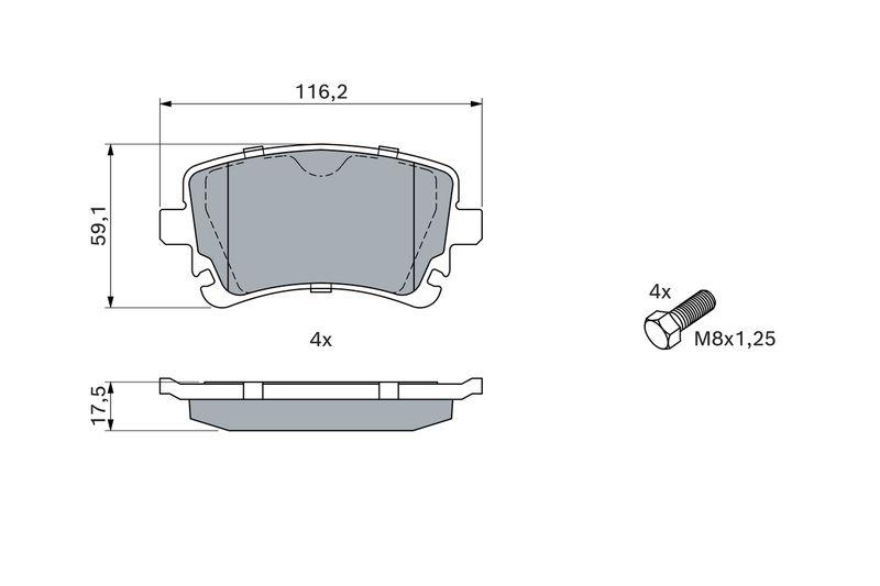 Kit de plaquettes de frein, frein à disque BOSCH 0986494889