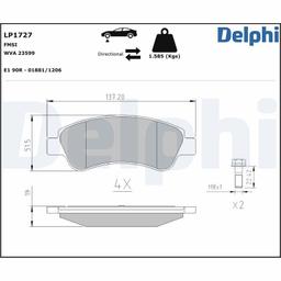 Kit de plaquettes de frein, frein à disque DELPHI LP1727