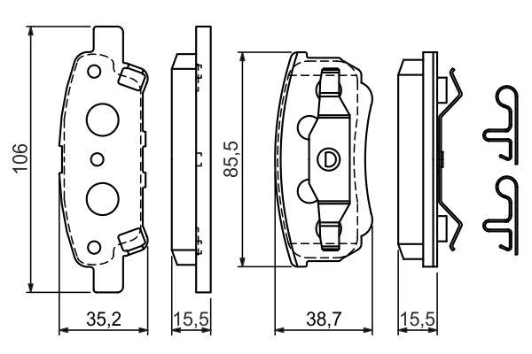 Kit de plaquettes de frein, frein à disque BOSCH 0 986 424 814