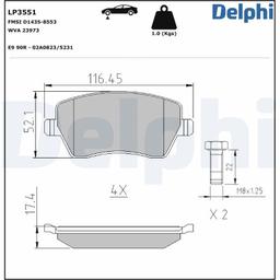Kit de plaquettes de frein, frein à disque DELPHI LP3551