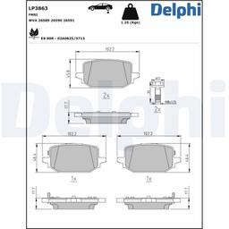 Kit de plaquettes de frein, frein à disque DELPHI LP3863