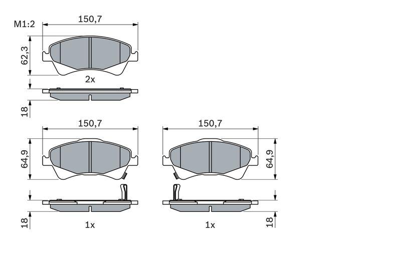 Kit de plaquettes de frein, frein à disque BOSCH 0 986 494 187