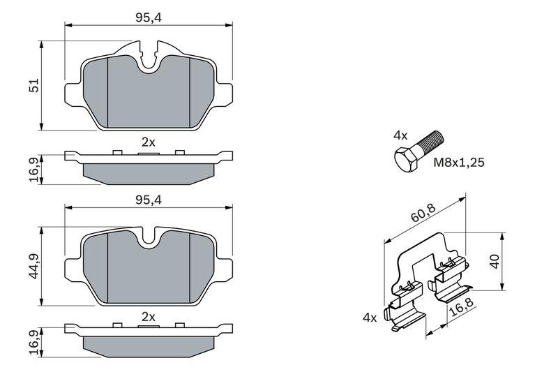 Kit de plaquettes de frein, frein à disque BOSCH 0 986 494 269