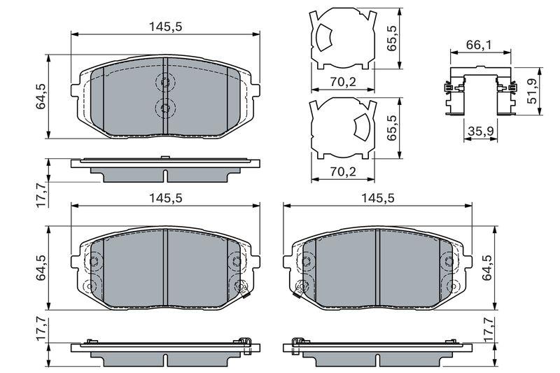 Kit de plaquettes de frein, frein à disque BOSCH 0986460164