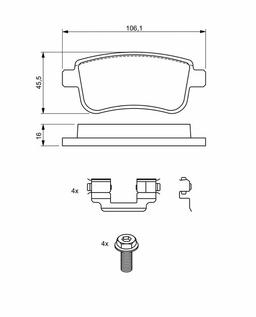 Kit de plaquettes de frein, frein à disque BOSCH 0986494735