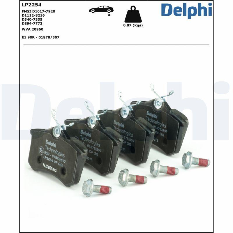 Kit de plaquettes de frein, frein à disque DELPHI LP2254