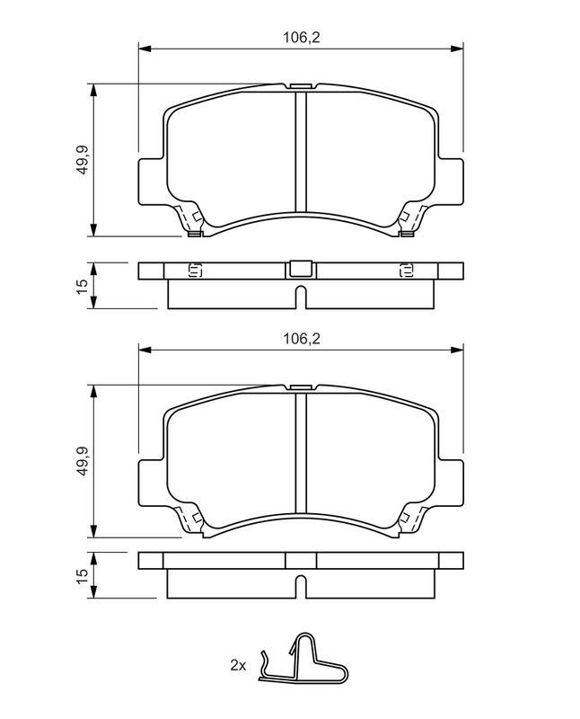 Kit de plaquettes de frein, frein à disque BOSCH 0986424626