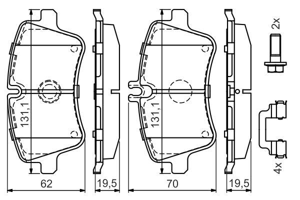 Kit de plaquettes de frein, frein à disque BOSCH 0986494607