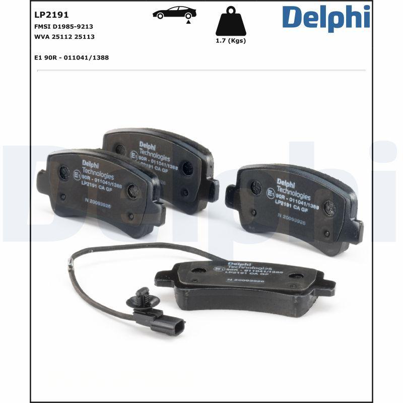 Kit de plaquettes de frein, frein à disque DELPHI LP2191
