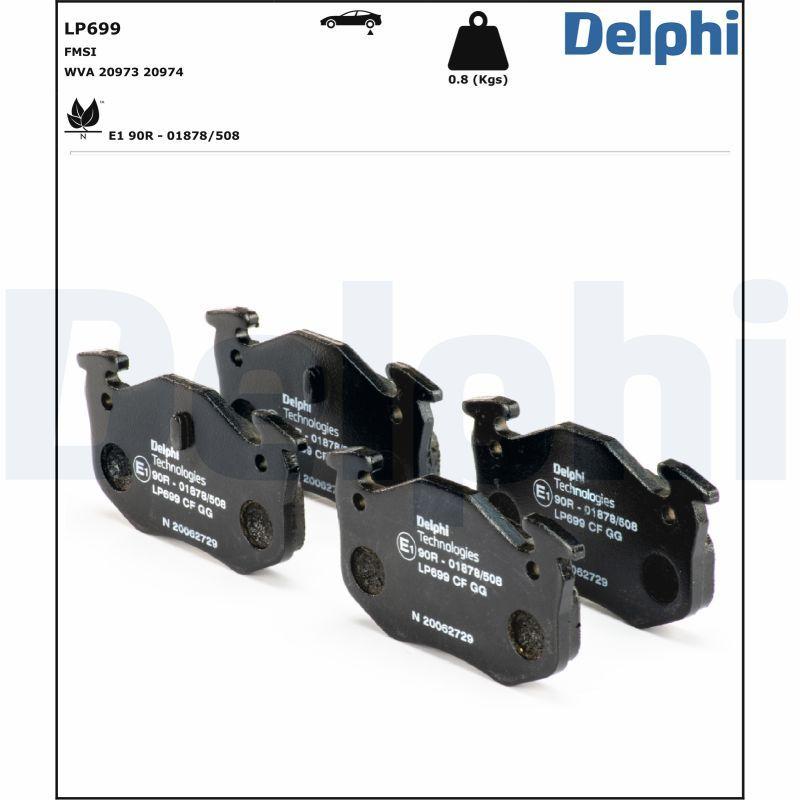 Kit de plaquettes de frein, frein à disque DELPHI LP699