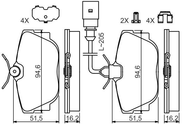 Kit de plaquettes de frein, frein à disque BOSCH 0 986 494 619