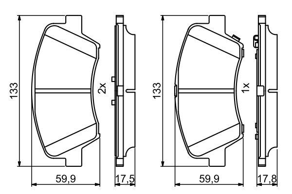 Kit de plaquettes de frein, frein à disque BOSCH 0 986 494 712