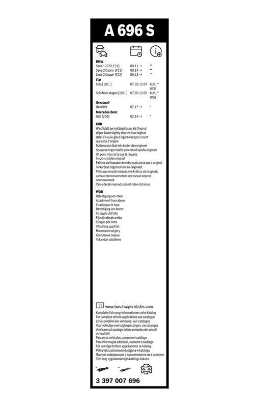 Balai d'essuie-glace BOSCH 3 397 007 696