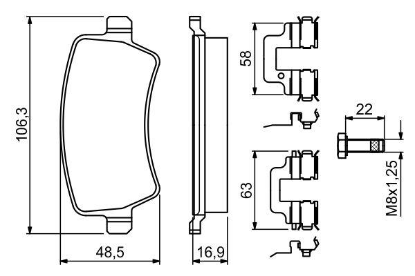 Kit de plaquettes de frein, frein à disque BOSCH 0 986 494 641