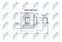Jeu de joints, arbre de transmission NTY NPW-MS-014