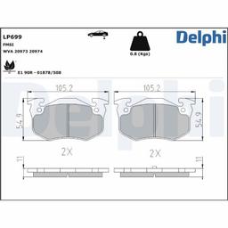 Kit de plaquettes de frein, frein à disque DELPHI LP699