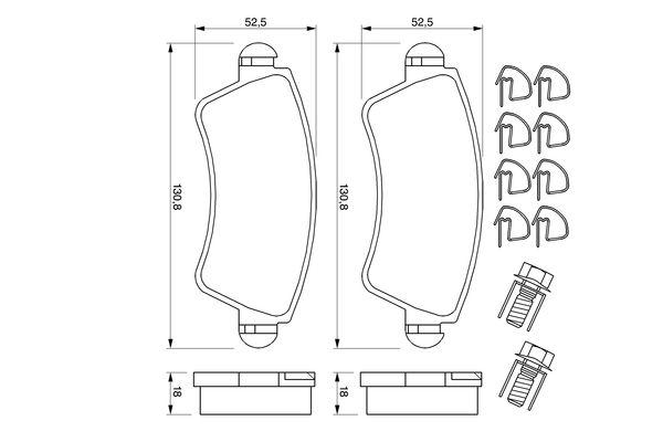 Kit de plaquettes de frein, frein à disque BOSCH 0986424801