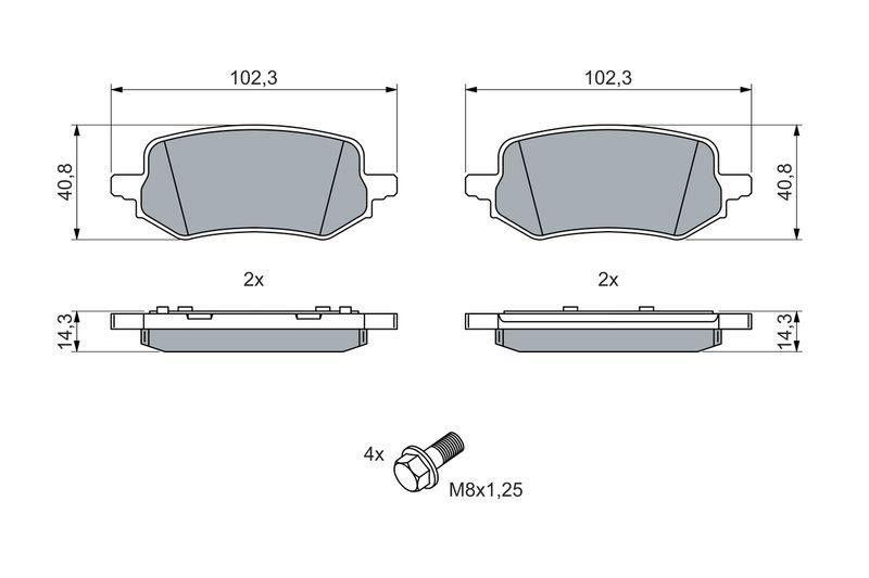 Kit de plaquettes de frein, frein à disque BOSCH 0986460049