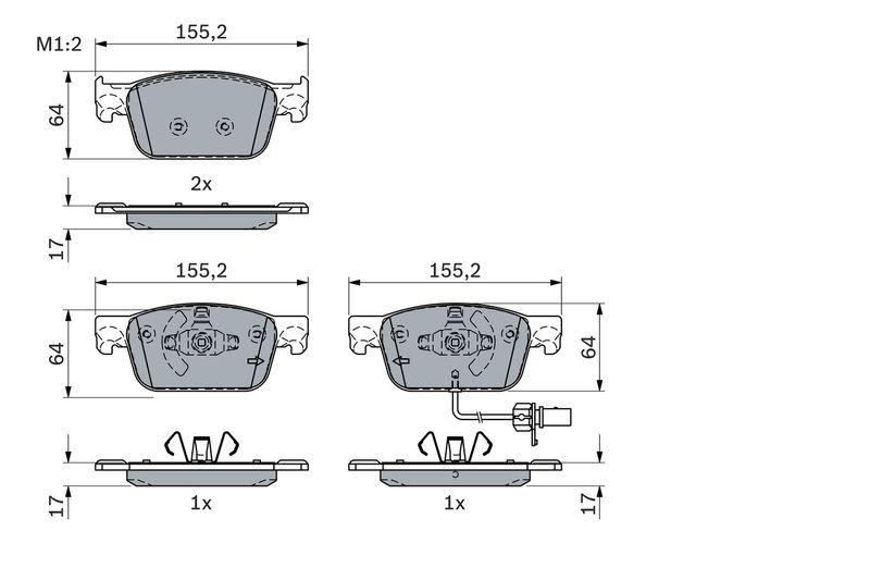 Kit de plaquettes de frein, frein à disque BOSCH 0 986 424 433