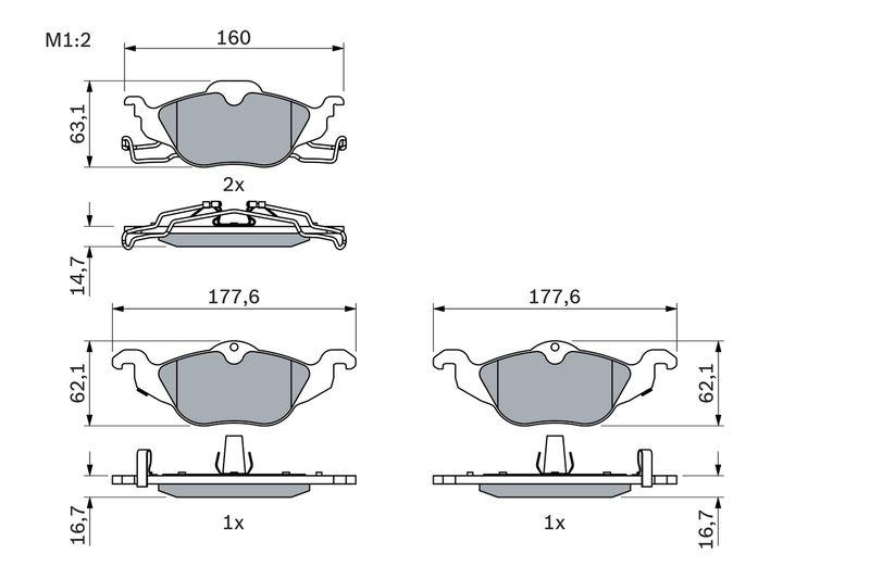 Kit de plaquettes de frein, frein à disque BOSCH 0 986 424 456