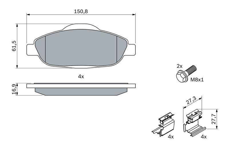 Kit de plaquettes de frein, frein à disque BOSCH 0 986 494 261