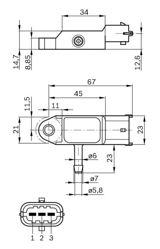 Capteur, pression de suralimentation BOSCH 0281002593