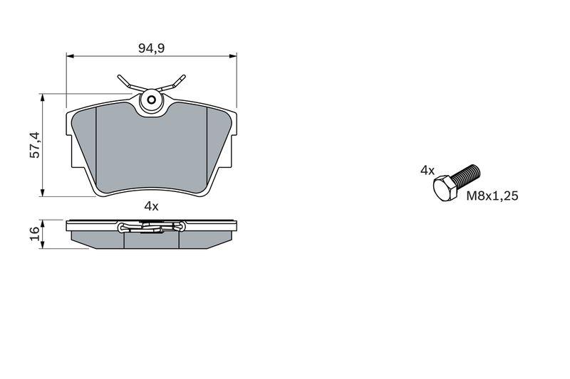 Kit de plaquettes de frein, frein à disque BOSCH 0 986 494 040