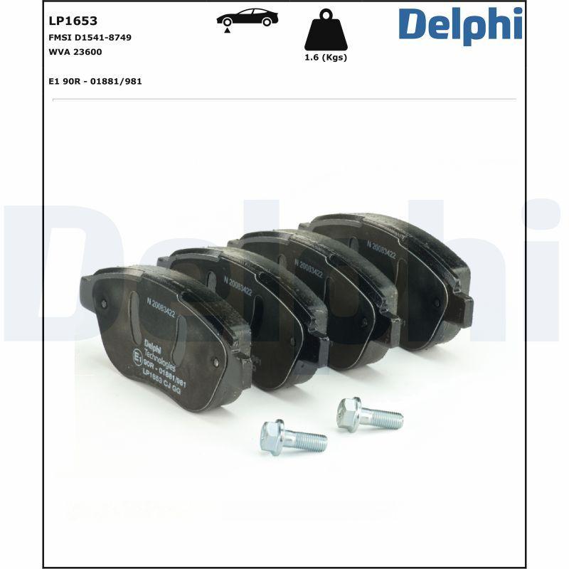 Kit de plaquettes de frein, frein à disque DELPHI LP1653