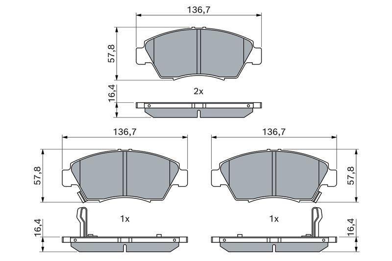 Kit de plaquettes de frein, frein à disque BOSCH 0 986 461 759