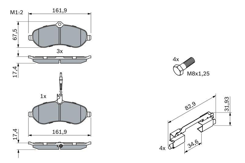 Kit de plaquettes de frein, frein à disque BOSCH 0 986 494 163