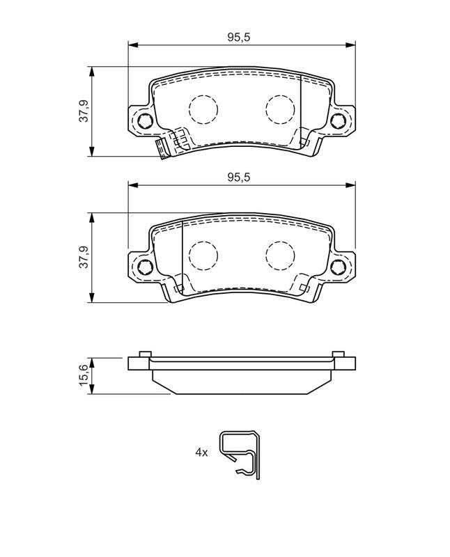 Kit de plaquettes de frein, frein à disque BOSCH 0986424790
