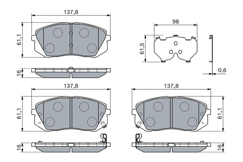 Kit de plaquettes de frein, frein à disque BOSCH 0986460121