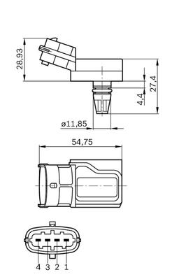 Capteur, pression de suralimentation BOSCH 0 281 002 573
