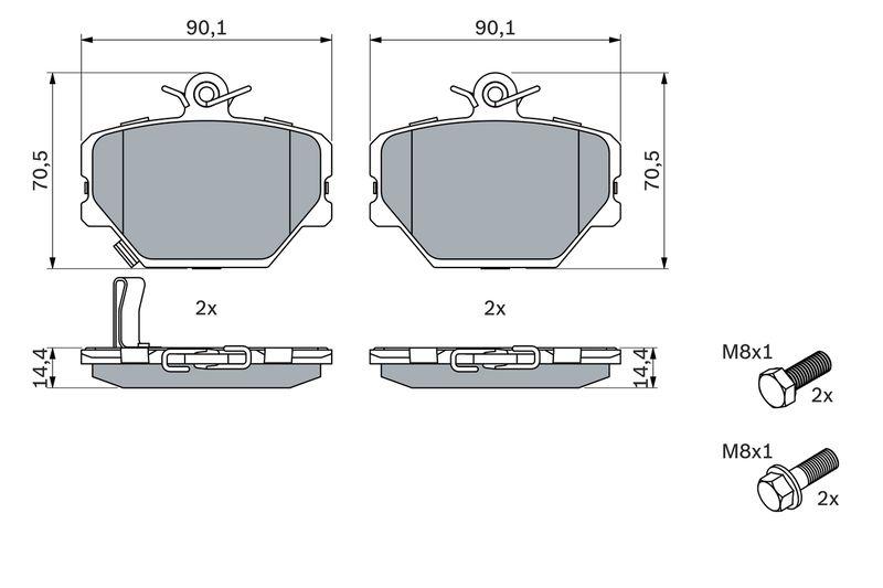 Kit de plaquettes de frein, frein à disque BOSCH 0986424471