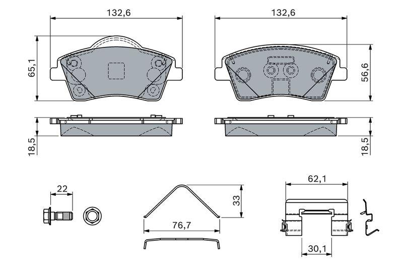 Kit de plaquettes de frein, frein à disque BOSCH 0 986 460 141