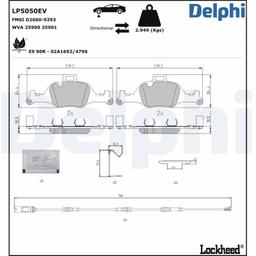 Kit de plaquettes de frein, frein à disque DELPHI LP5050EV