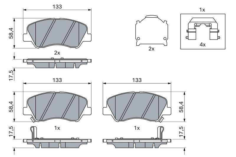Kit de plaquettes de frein, frein à disque BOSCH 0 986 494 563