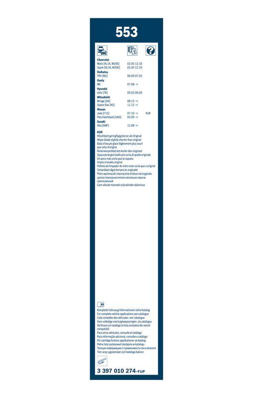 Balai d'essuie-glace BOSCH 3 397 010 274