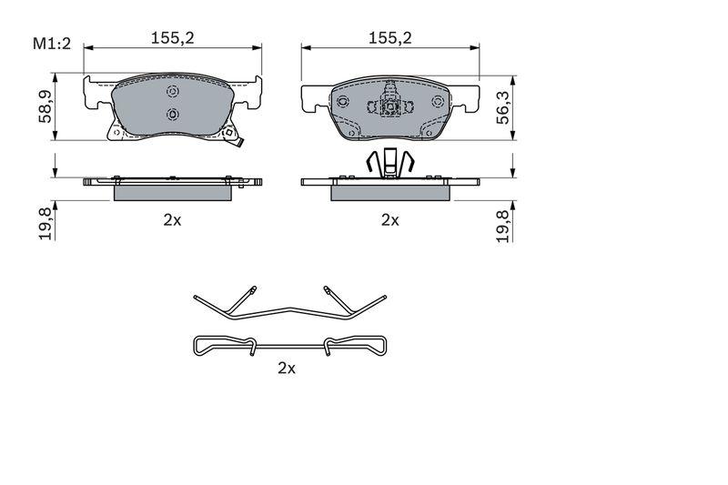 Kit de plaquettes de frein, frein à disque BOSCH 0986424332