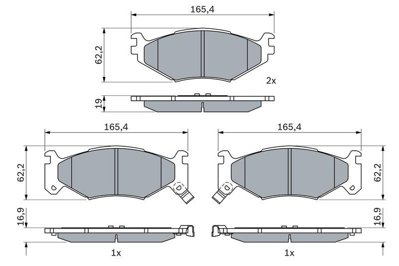 Kit de plaquettes de frein, frein à disque BOSCH 0986424892