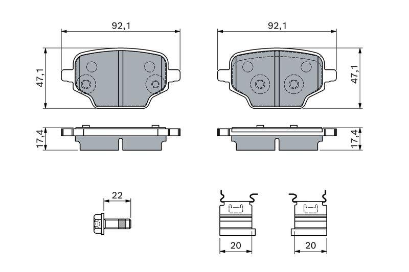 Kit de plaquettes de frein, frein à disque BOSCH 0986460143