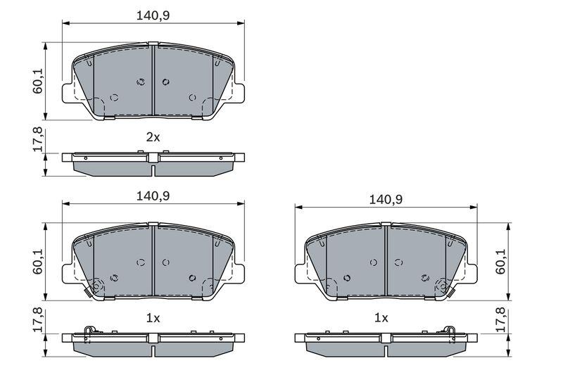 Kit de plaquettes de frein, frein à disque BOSCH 0986424491