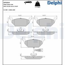 Kit de plaquettes de frein, frein à disque DELPHI LP1514