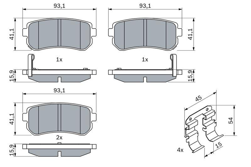 Kit de plaquettes de frein, frein à disque BOSCH 0 986 494 627