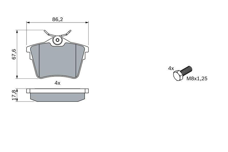 Kit de plaquettes de frein, frein à disque BOSCH 0 986 494 095